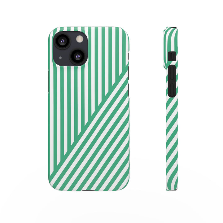 Aesthetic Emerald Stripes Cute Phone Case Sleek Snap - For iPhone 17 Pro Max iPhone 16 Pro iPhone 15 Iphone 14 Plus 13 Pro 12 11 10 Gift