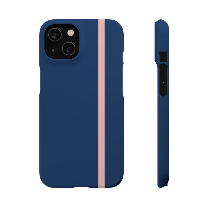 Sleek Navy Blue Pink Stripe Snap Phone Case for iPhone 18 17 16 15 14 13 Pro Max, Samsung Galaxy S26 S25 Ultra Lightweight Cute Phone Case - Studio40ParkLane