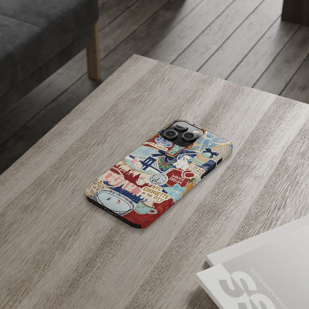 Slim New York Winter Coquette Collage Cute Phone Case for Iphone 16 - | iPhone 15 Pro Max Case | iPhone 14 Case Iphone 13 12 11 10 9 8 7 X - Studio40ParkLane