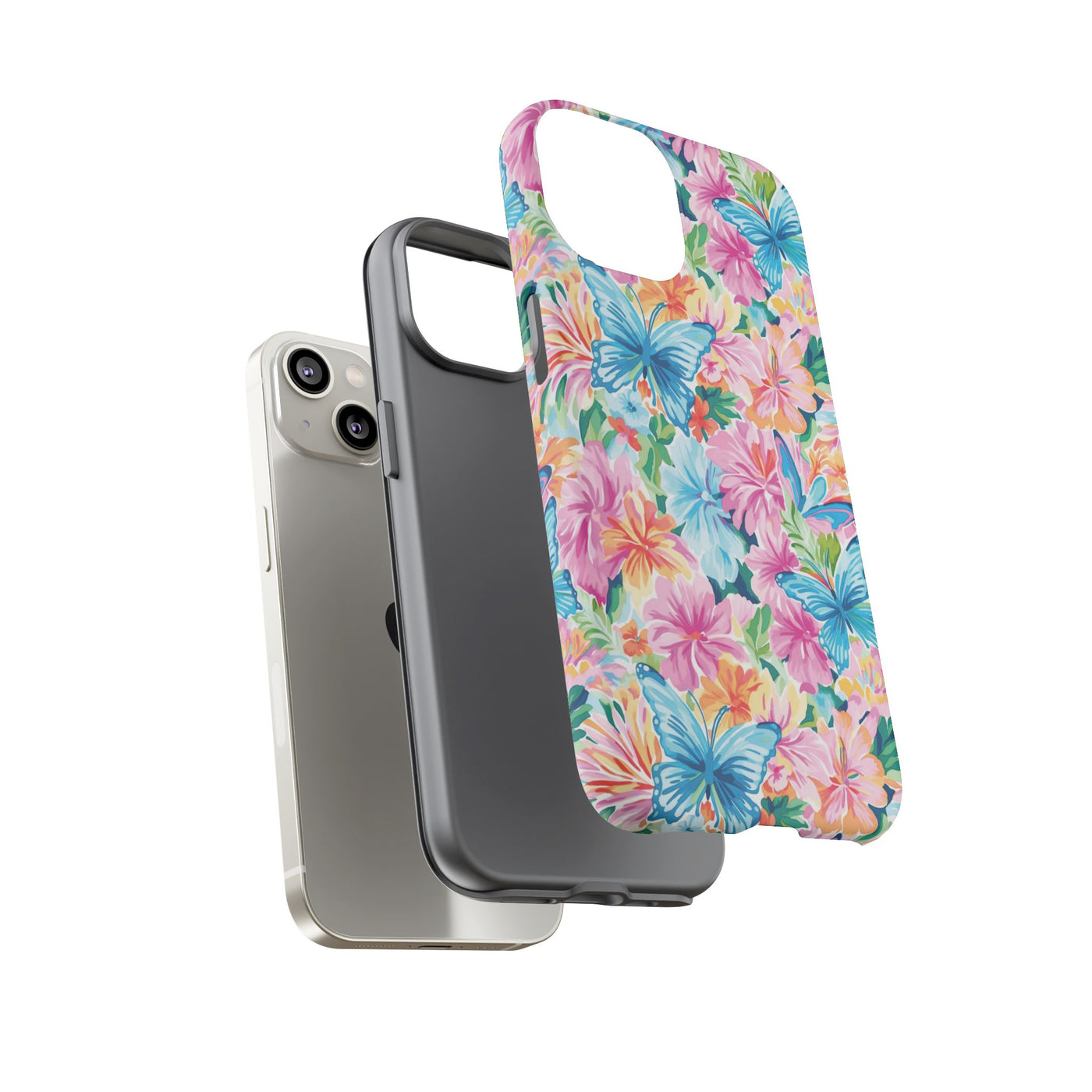 Premium Tough Butterflies Flowers Cute Phone Cases for Samsung S24, S23, S22, S21, S20, Plus and Ultra, Iphone 16 Pro Max,15, 14, 13, 12, 11, 10