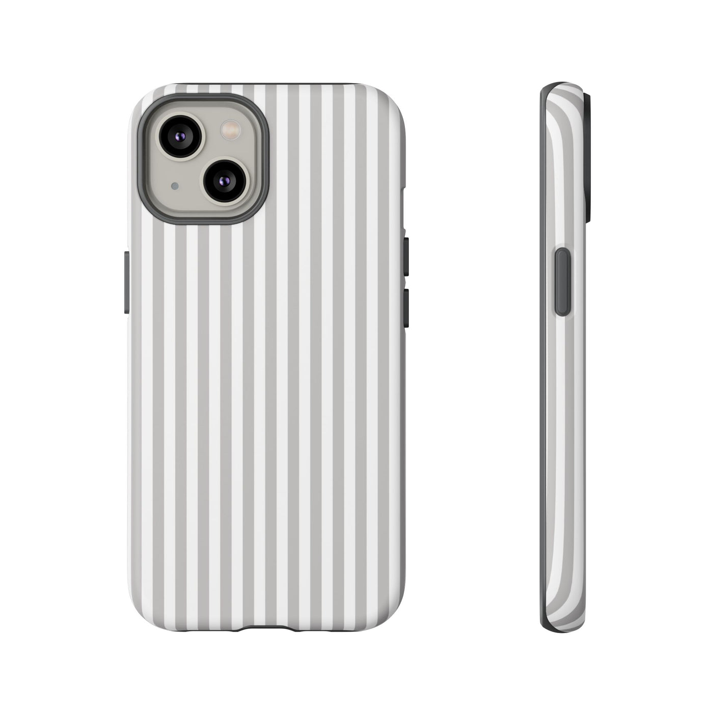 Tough Premium Ash Grey Stripes Phone Case Gift for Her - For Apple iPhone 16 Pro Max 16e iPhone 15 Pro iPhone Iphone 14 Plus 13 Pro 12 SE XR - Studio40ParkLane