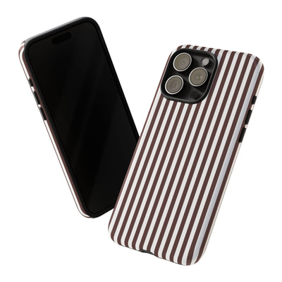 Tough Premium Brown Stripes Phone Case Gift for Her - For Apple iPhone 16 Pro Max 16e iPhone 15 Pro iPhone Iphone 14 Plus 13 Pro 12 SE XR - Studio40ParkLane