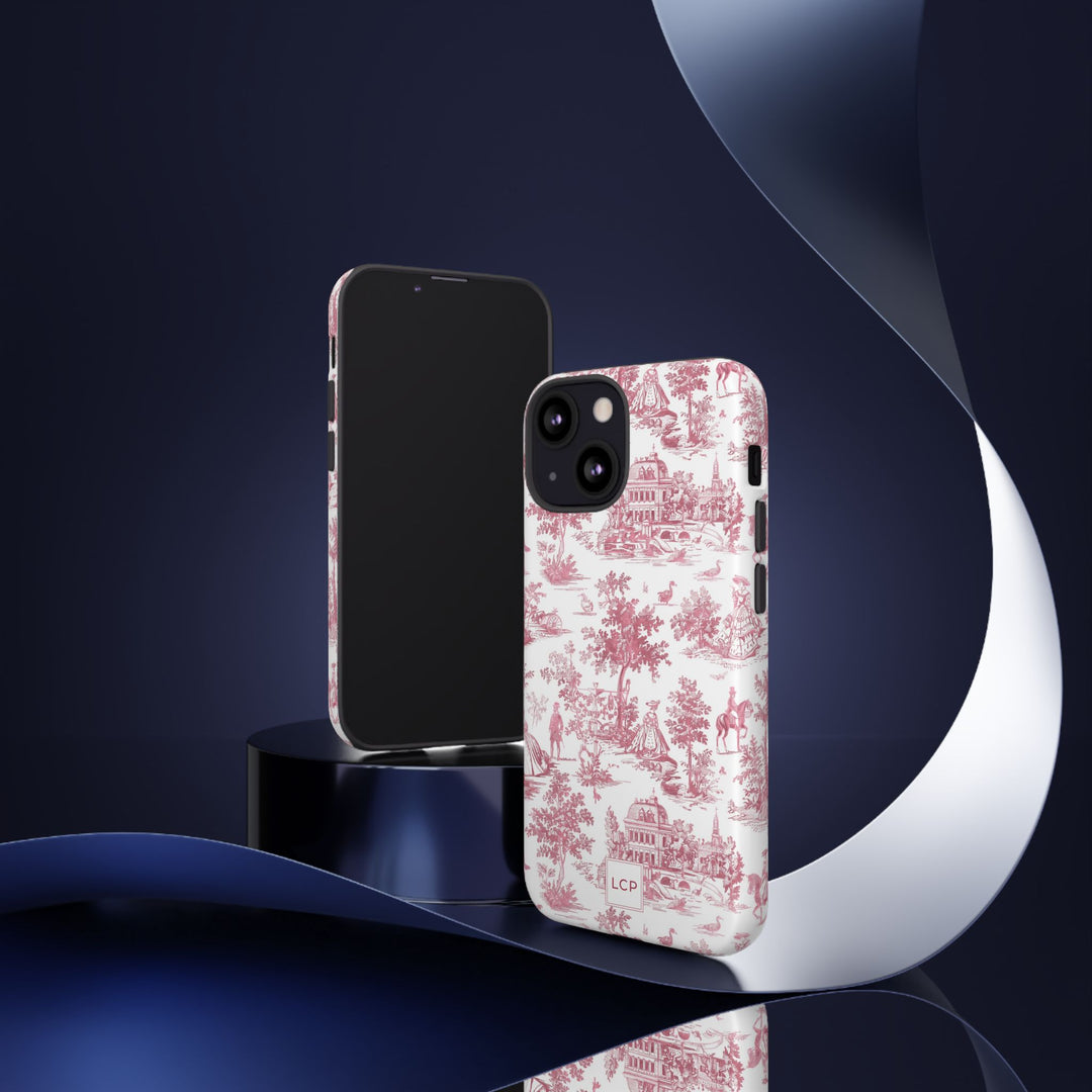 Personalized Custom French Toile Tough Cute Phone Case For Apple iPhone 18, 17, 16, 15 14, Pro Max, Samsung Galaxy S26, S25, S24 Plus Ultra