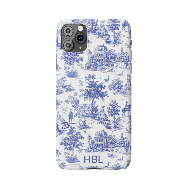 Slim Personalized Slim Blue Vintage French Toile Cute Phone Cases for Iphone 16 Pro Max | iPhone 15 Case | iPhone 15 Pro Max Case, Iphone 14, Iphone 14 Pro Max, Iphone 13 12 11 8 7 - Studio40ParkLane