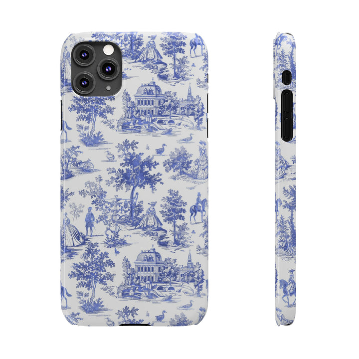 Slim Blue Vintage French Toile Cute Phone Cases for Iphone 16 Pro Max | iPhone 15 Case | iPhone 15 Pro Max Case, Iphone 14, Iphone 14 Pro Max, Iphone 13 12 11 8 7 - Studio40ParkLane