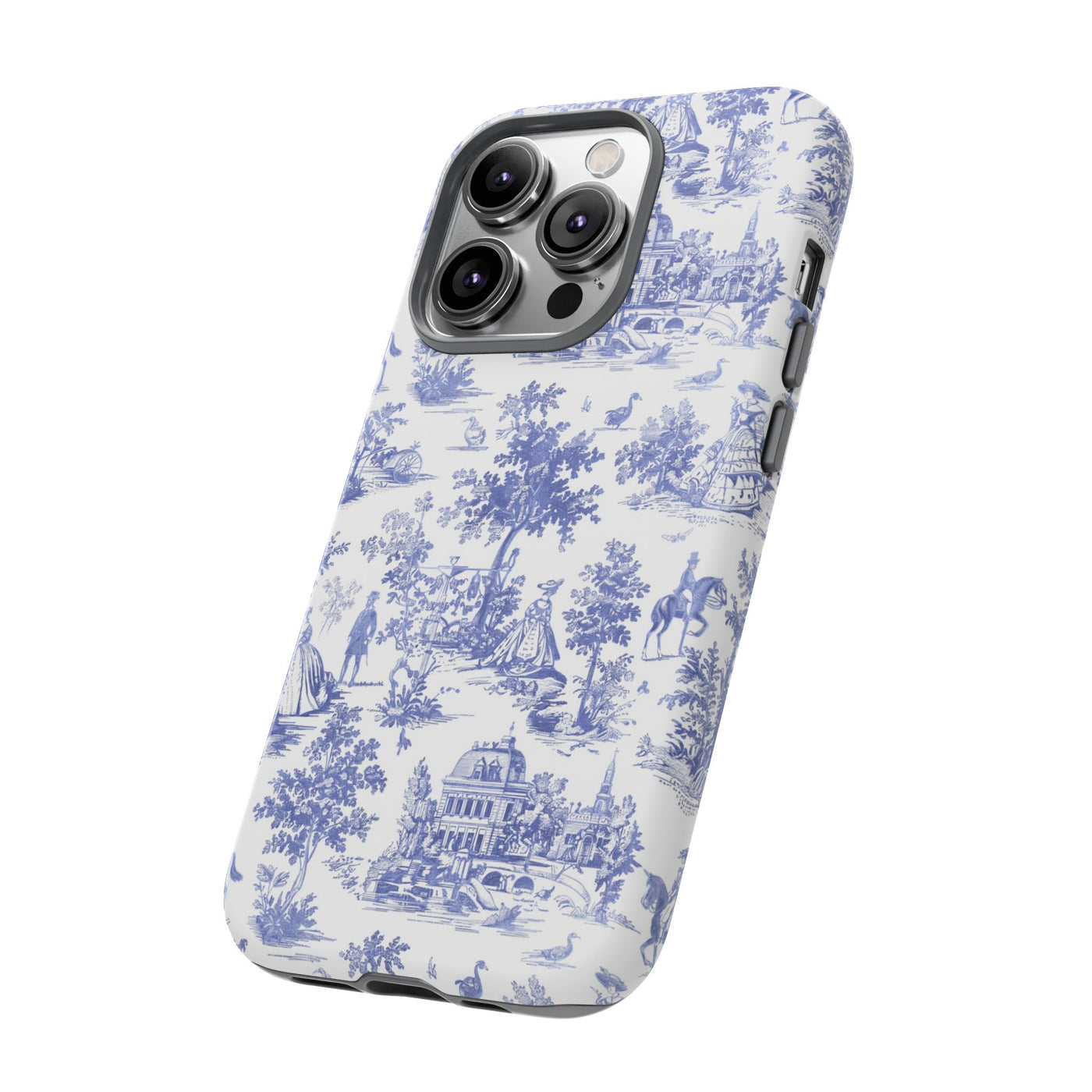 Premium Tough Blue French Toile Gift for Her Cute Phone Cases for Samsung and Iphone, 16, 15, 14, S24, S23, S22, S21, S20, Plus, Ultra, Pro