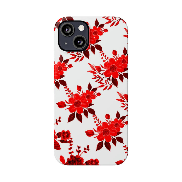 Slim Cute Phone Cases for Iphones - | iPhone 15 Case | iPhone 15 Pro Max Case, Iphone 14 Case, Iphone 14 Pro Max, Iphone 13, Red White Flowers - Studio40ParkLane