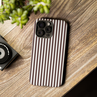 Tough Premium Brown Stripes Phone Case Gift for Her - For Apple iPhone 16 Pro Max 16e iPhone 15 Pro iPhone Iphone 14 Plus 13 Pro 12 SE XR - Studio40ParkLane