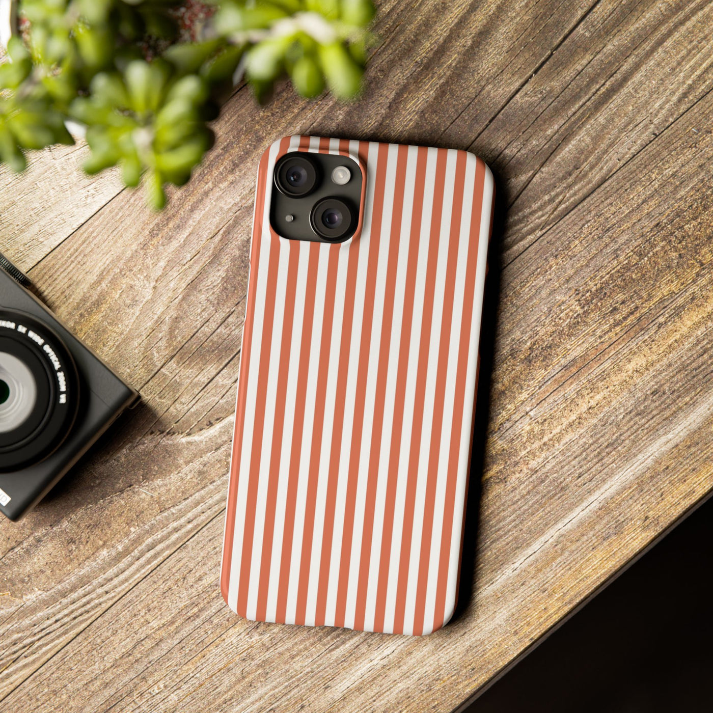 Slim Red Winter Peach Striped Cute Phone Case for Iphone 16 - | iPhone 15 Pro Max Case | iPhone 14 Case 13 12 11 10 9 8 7 X XS Gift for Her