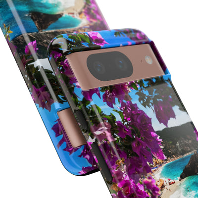 Impact Resistant, Bougainvillea Seaview, Cute Phone Cases for Samsung S24, S23, S22, S21, IPhone 15 pro Iphone 14 pro Iphone 13 IPhone 12 Iphone 11