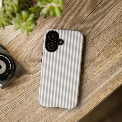 Tough Premium Ash Grey Stripes Phone Case Gift for Her - For Apple iPhone 16 Pro Max 16e iPhone 15 Pro iPhone Iphone 14 Plus 13 Pro 12 SE XR - Studio40ParkLane
