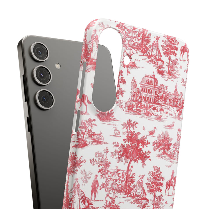 Snap French Toile Personalized Initial Custom Gift for Her Cute Phone Cases for Samsung S24, S23, S22, S21, S20, Plus and Ultra and Iphone, 16, 15, 14, 13, 12, 11. 10 - Studio40ParkLane