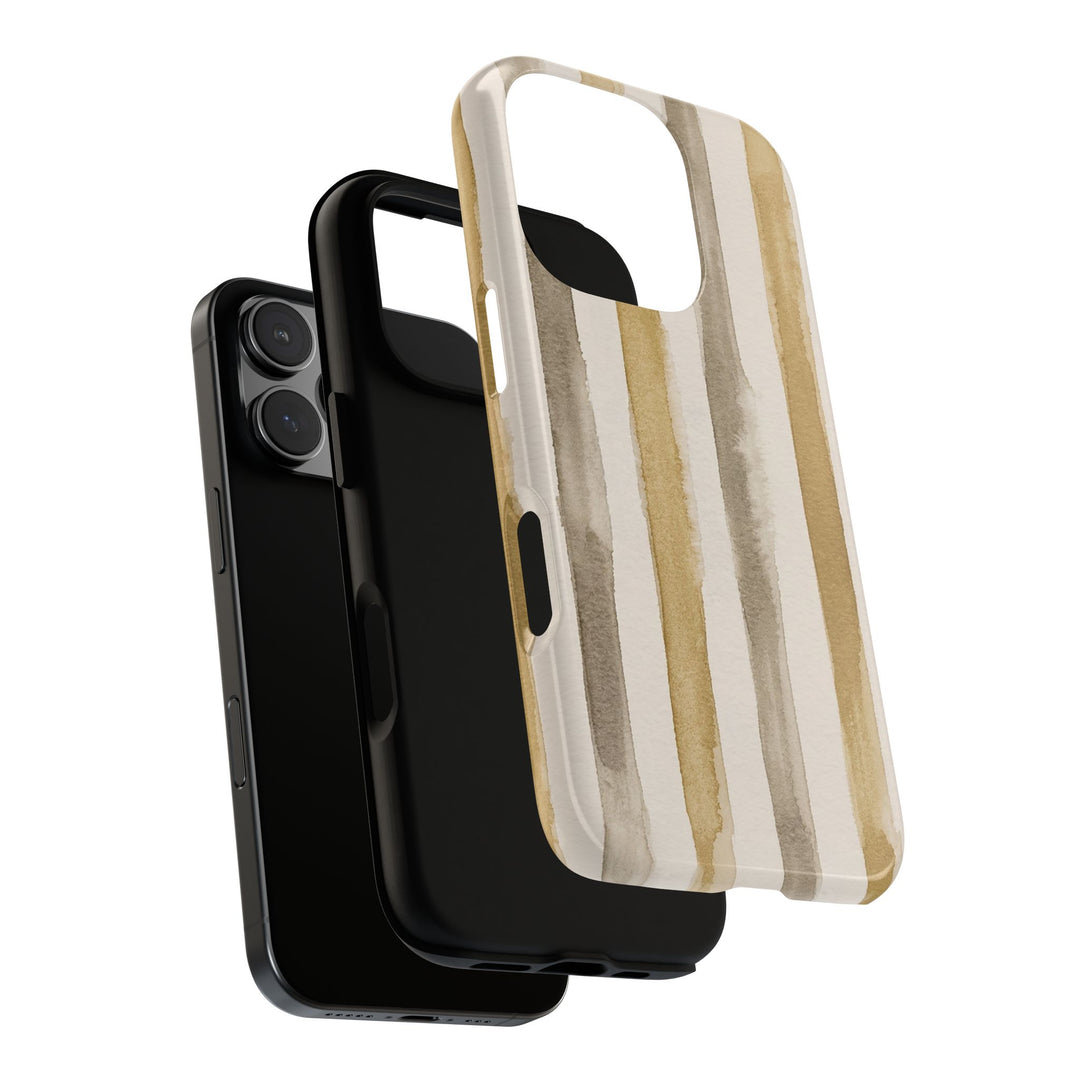 Tough Cute Brown Beige Stripes Phone Case, for IPhone 17 Pro Max | Iphone 17 Air, Iphone 16, IPhone 15, 14 13 12, Samsung Galaxy S26, S25, S24, S23 - Studio40ParkLane