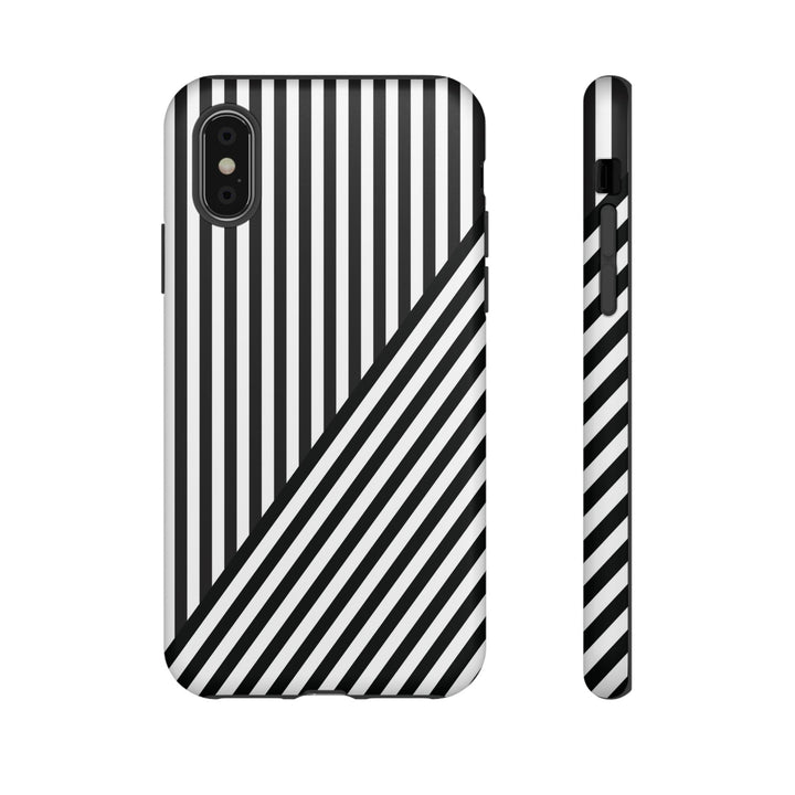 Aesthetic Tough Black White Stripes Phone Case - For iPhone 17 Pro Max iPhone 16 Pro iPhone 15 Iphone 14 Plus 13 Pro 12 11 10 XR - Studio40ParkLane