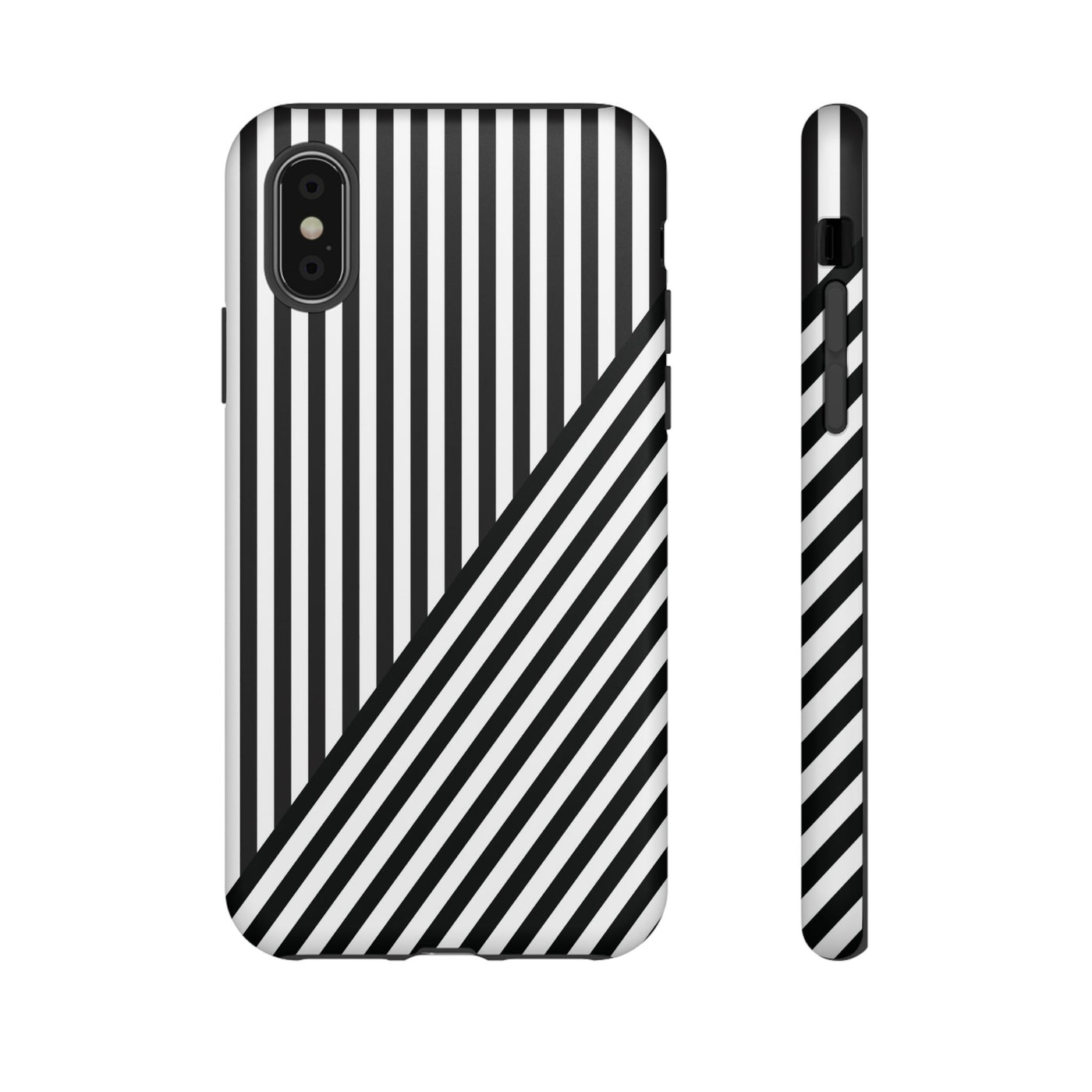 Aesthetic Tough Black White Stripes Phone Case - For iPhone 17 Pro Max iPhone 16 Pro iPhone 15 Iphone 14 Plus 13 Pro 12 11 10 XR - Studio40ParkLane