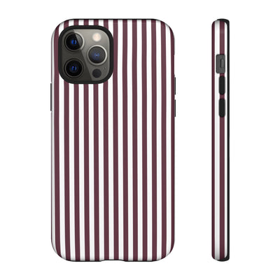 Tough Premium Burgundy Stripes Phone Case Gift for Her - For Apple iPhone 16 Pro Max 16e iPhone 15 Pro iPhone Iphone 14 Plus 13 Pro 12 SE XR - Studio40ParkLane
