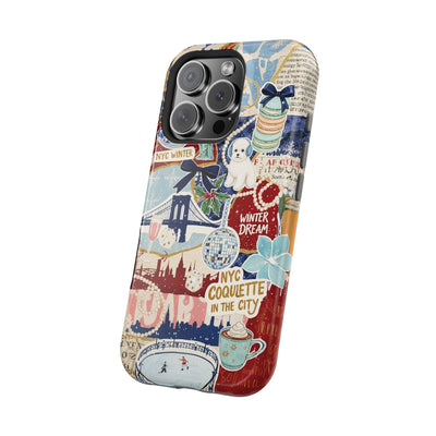 New York Winter Coquette Collage Tough Magsafe Cute Phone Cases for Iphone | iPhone 17 Pro Max Case, Iphone 16, Iphone 15 14 13 12 11 10 9