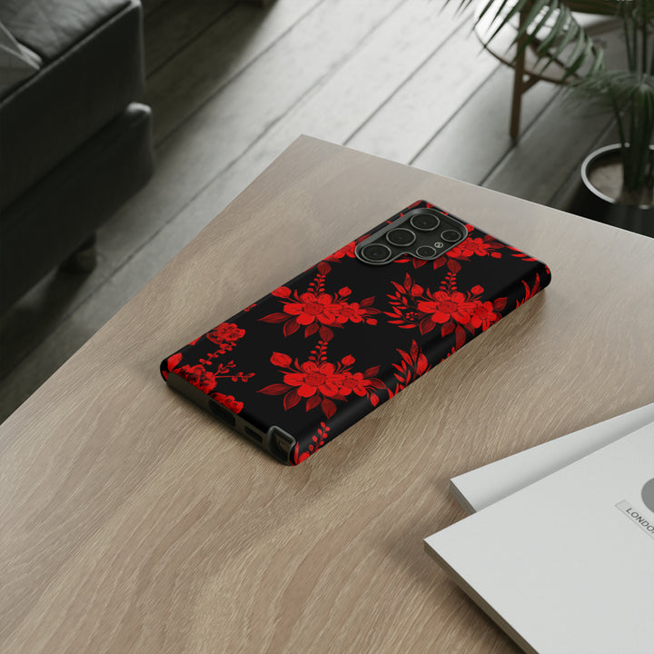 Cute Samsung Phone Case | Aesthetic Samsung Phone Case | Galaxy S23, S22, S21, S20 | Red Black Flowers, Protective Phone Case - Studio40ParkLane