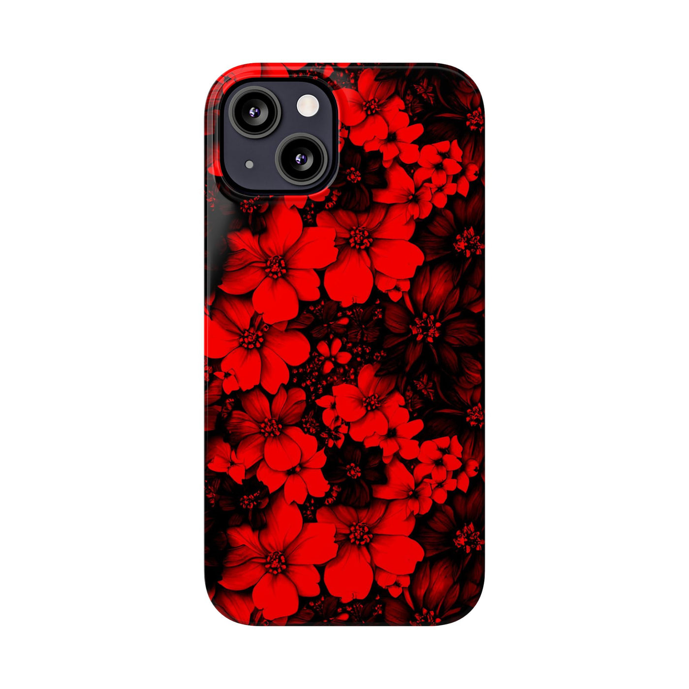 Slim Cute iPhone Cases - | iPhone 15 Case | iPhone 15 Pro Max Case, Iphone 14 Case, Iphone 14 Pro Max, Iphone 13, Red Black Flowers