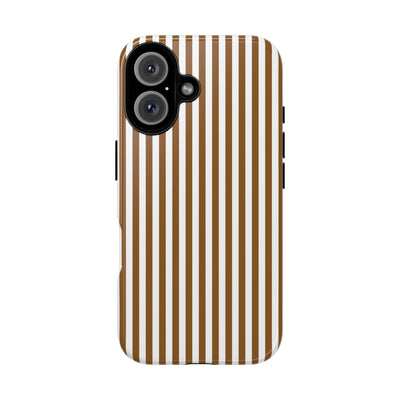Tough Premium Mocca Brown Stripes Phone Case Gift for Her - For Apple iPhone 16 Pro Max 16e iPhone 15 Pro iPhone Iphone 14 Plus 13 Pro 12 SE XR - Studio40ParkLane