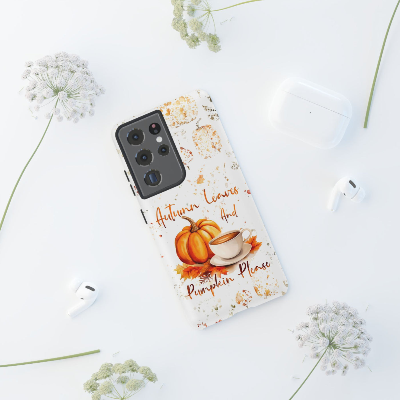 Impact Resistant, Fall Leaves Pumpkin Pie, Cute Phone Cases for Samsung S24, S23, S22, S21, IPhone 15 pro Iphone 14 pro Iphone 13 IPhone 12 Iphone 11