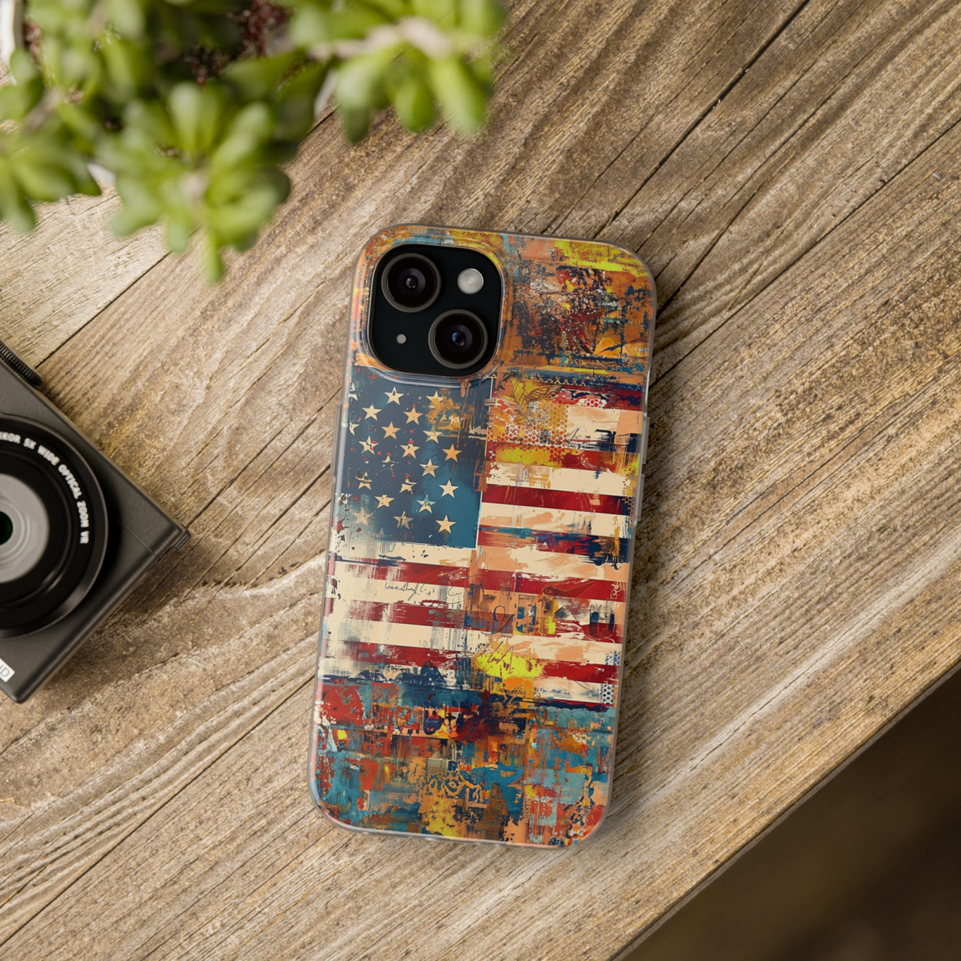 Cute Flexi Phone Cases, US Flag Abstract, Compatible with Samsung Galaxy S23, Samsung S22, Samsung S21, Samsung S20, Galaxy S20 Ultra