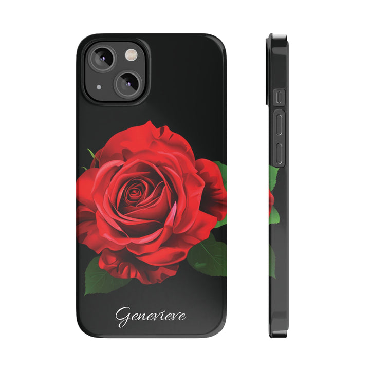 Slim Custom Personalized Red Rose Flowers Gift for Her Cute Phone Cases for Iphone 16 Pro Max | iPhone 15 Case | iPhone 15 Pro Max Case, Iphone 14, Iphone 14 Pro Max, Iphone 13 12 11 8 7 - Studio40ParkLane