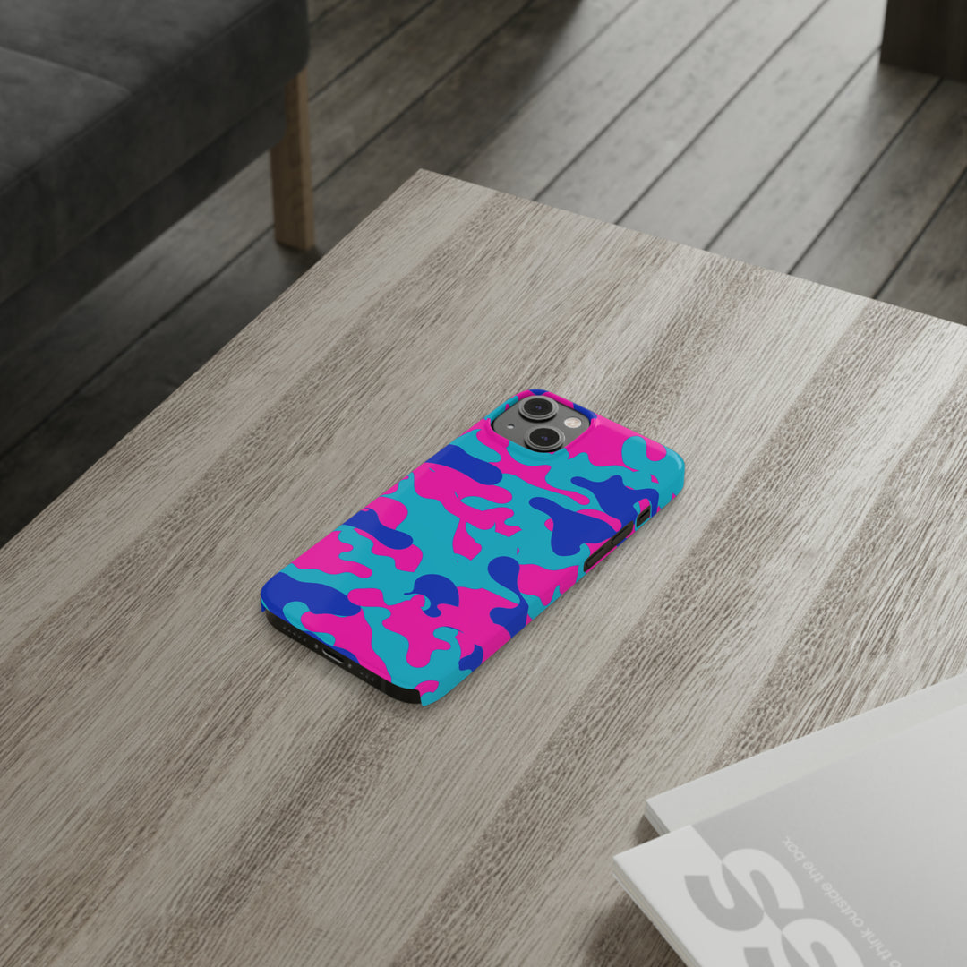 Slim Cute Phone Cases for Iphone - | iPhone 15 Case | iPhone 15 Pro Max Case, Iphone 14 Case, Iphone 14 Pro Max, Iphone 13, Blue Pink Camouflage - Studio40ParkLane