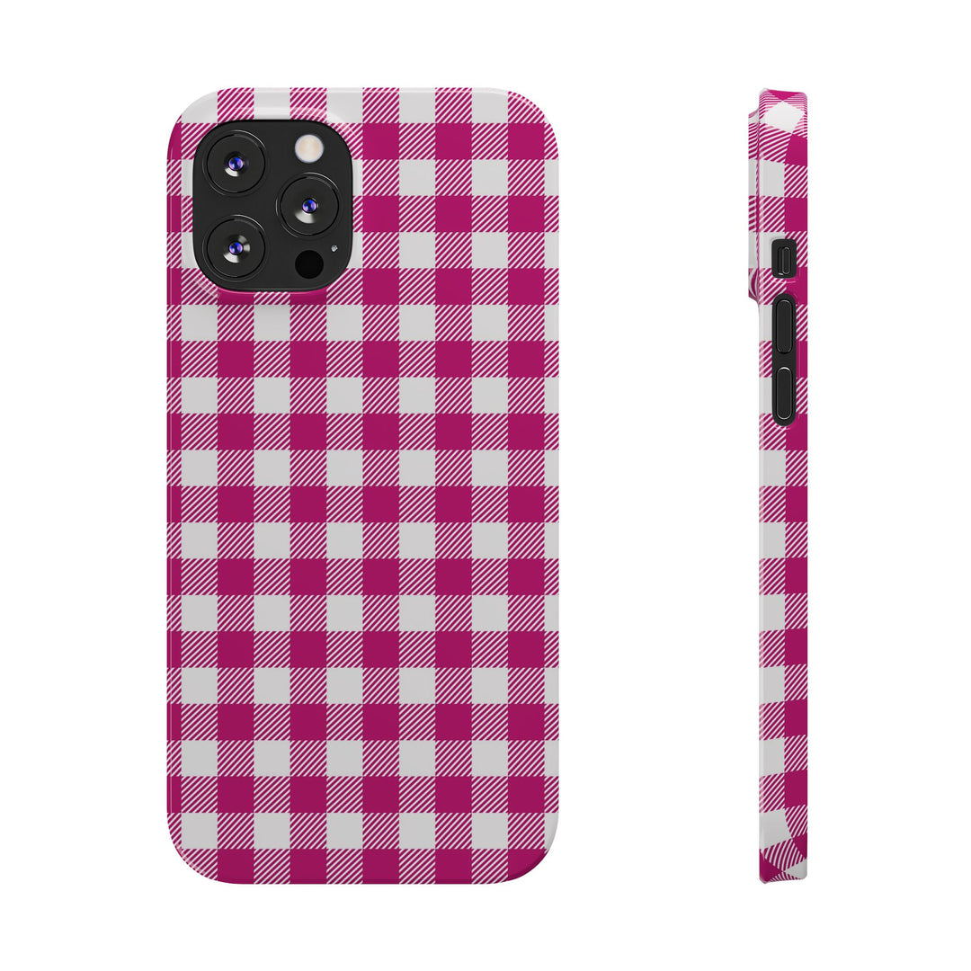 Slim Pink Gingham Gift for Her Cute Phone Cases for Iphone 16 Pro Max | iPhone 15 Case | iPhone 15 Pro Max Case, Iphone 14, 13, 12, 11, 10, 8, 7 - Studio40ParkLane