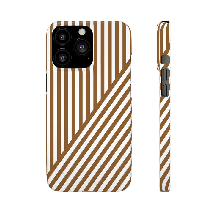 Aesthetic Mocha Brown Stripes Cute Phone Case Sleek Snap - For iPhone 17 Pro Max iPhone 16 Pro iPhone 15 Iphone 14 Plus 13 Pro 12 11 10 Gift - Studio40ParkLane