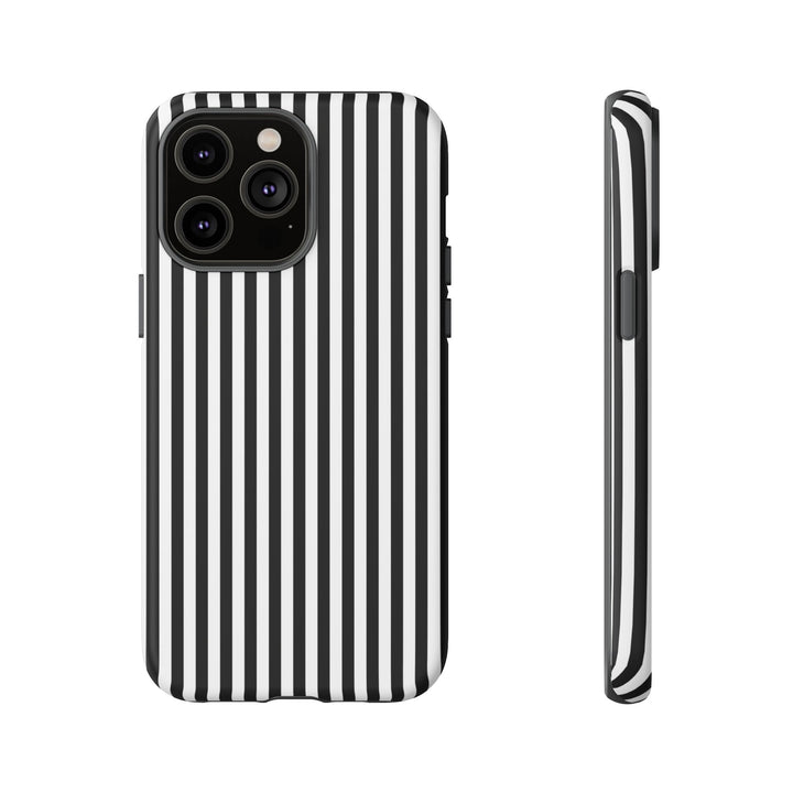Tough Premium Black White Stripes Phone Case Gift for Her - For Apple iPhone 16 Pro Max 16e iPhone 15 Pro iPhone Iphone 14 Plus 13 Pro 12 SE XR - Studio40ParkLane