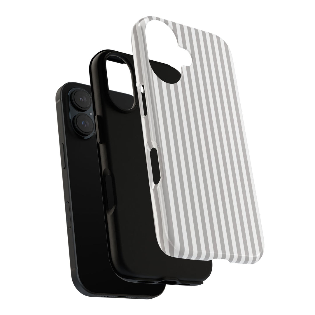 Tough Premium Ash Grey Stripes Phone Case Gift for Her - For Apple iPhone 16 Pro Max 16e iPhone 15 Pro iPhone Iphone 14 Plus 13 Pro 12 SE XR - Studio40ParkLane