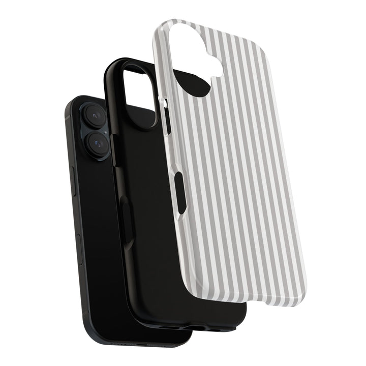 Tough Premium Ash Grey Stripes Phone Case Gift for Her - For Apple iPhone 16 Pro Max 16e iPhone 15 Pro iPhone Iphone 14 Plus 13 Pro 12 SE XR - Studio40ParkLane