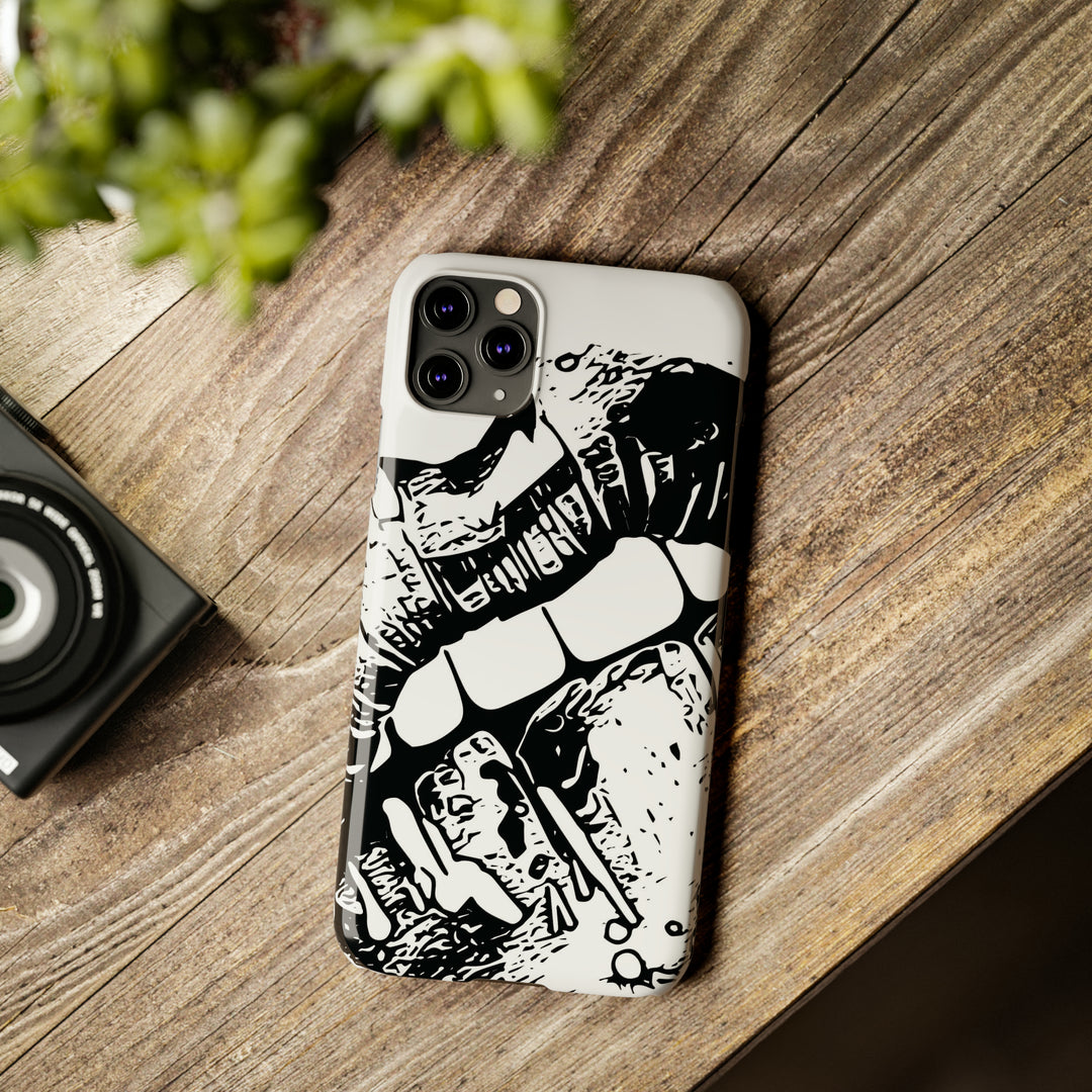 Slim Cute Phone Cases for Iphone - | iPhone 15 Case | iPhone 15 Pro Max Case, Iphone 14 Case, Iphone 14 Pro Max, Iphone 13, Smile Lips Black and White - Studio40ParkLane