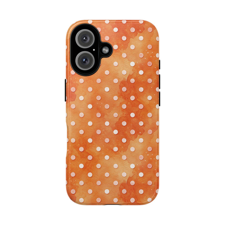 Aesthetic Tough Orange Polka Dots Watercolor Phone Case - For iPhone 17 Pro Max iPhone 16 Pro iPhone 15 Iphone 14 Plus 13 Pro 12 11 10 XR - Studio40ParkLane