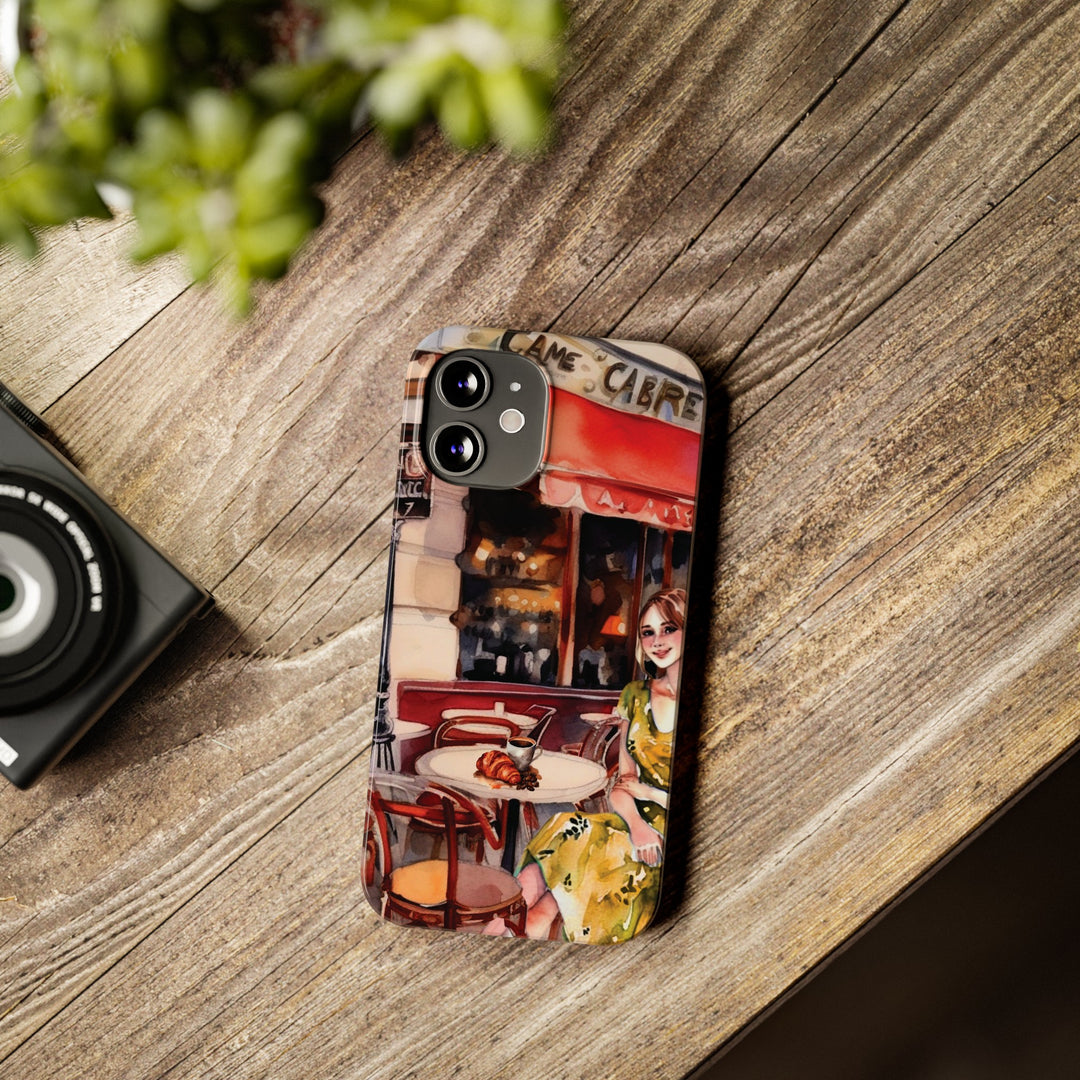 Slim Cute Phone Cases for Iphone - | iPhone 15 Case | iPhone 15 Pro Max Case, Iphone 14 Case, Iphone 14 Pro Max, Iphone 13, Paris Cafe Coffee Croissant - Studio40ParkLane
