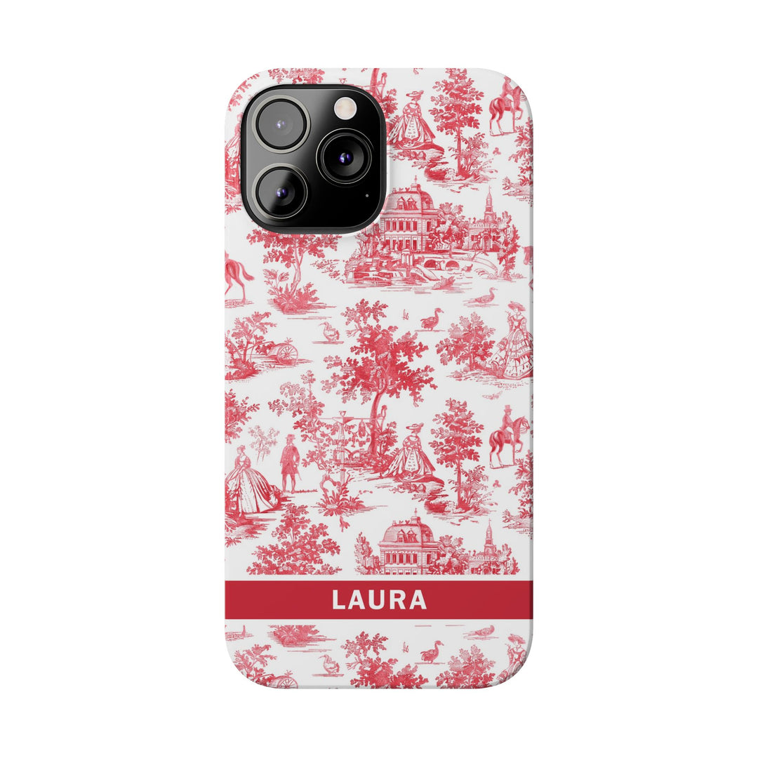Slim French Toile Personalized Initial Custom Gift for Her Cute Phone Cases for Iphone 16 Pro Max | iPhone 15 Case | iPhone 15 Pro Max Case, Iphone 14, 13, 12, 11, 10, 8, 7 - Studio40ParkLane