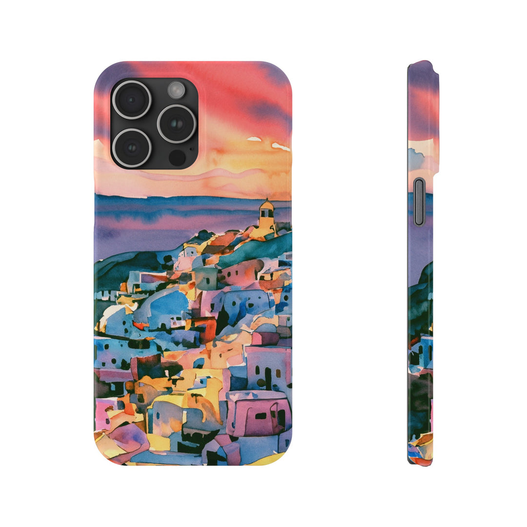 Slim Cute Phone Cases for Iphone | iPhone 15 Case | iPhone 15 Pro Max Case, Iphone 14, Iphone 14 Pro Max, Iphone 13, Colorful Greek House Watercolor - Studio40ParkLane