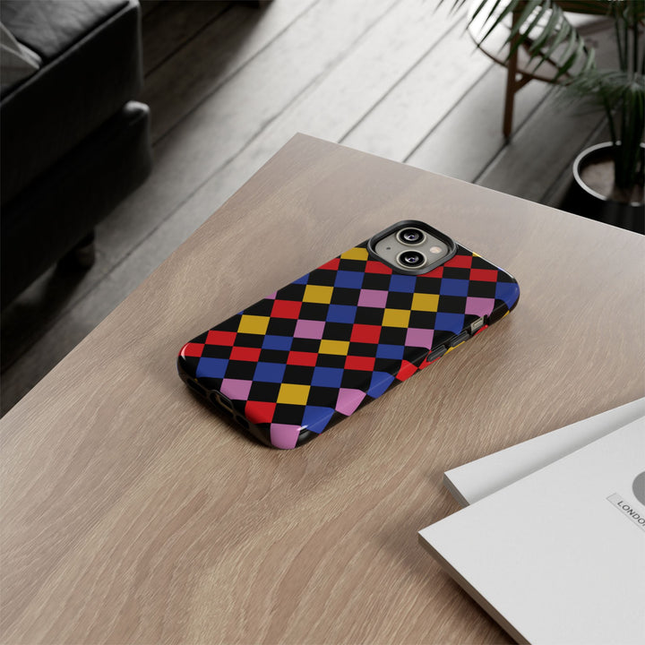 Aesthetic Tough Colorful Checkerboard Phone Case Premium - For iPhone 17 Pro Max iPhone 16 Pro iPhone 15 Iphone 14 Plus 13 Pro 12 11 10 XR - Studio40ParkLane