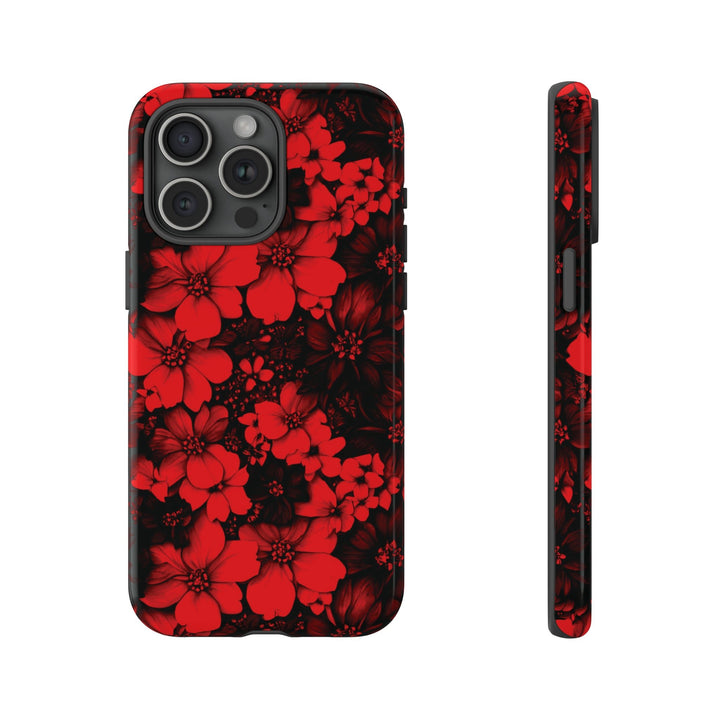 Cute IPhone Case | Red Black Flowers, iPhone 15 Case | iPhone 15 Pro Case, Iphone 14 Case, Iphone 14 Pro Max Case, Protective Iphone Case - Studio40ParkLane