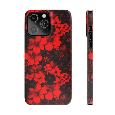 Slim Cute Phone Cases for Iphone - | iPhone 15 Case | iPhone 15 Pro Max Case, Iphone 14 Case, Iphone 14 Pro Max, Iphone 13, Red Black Flowers