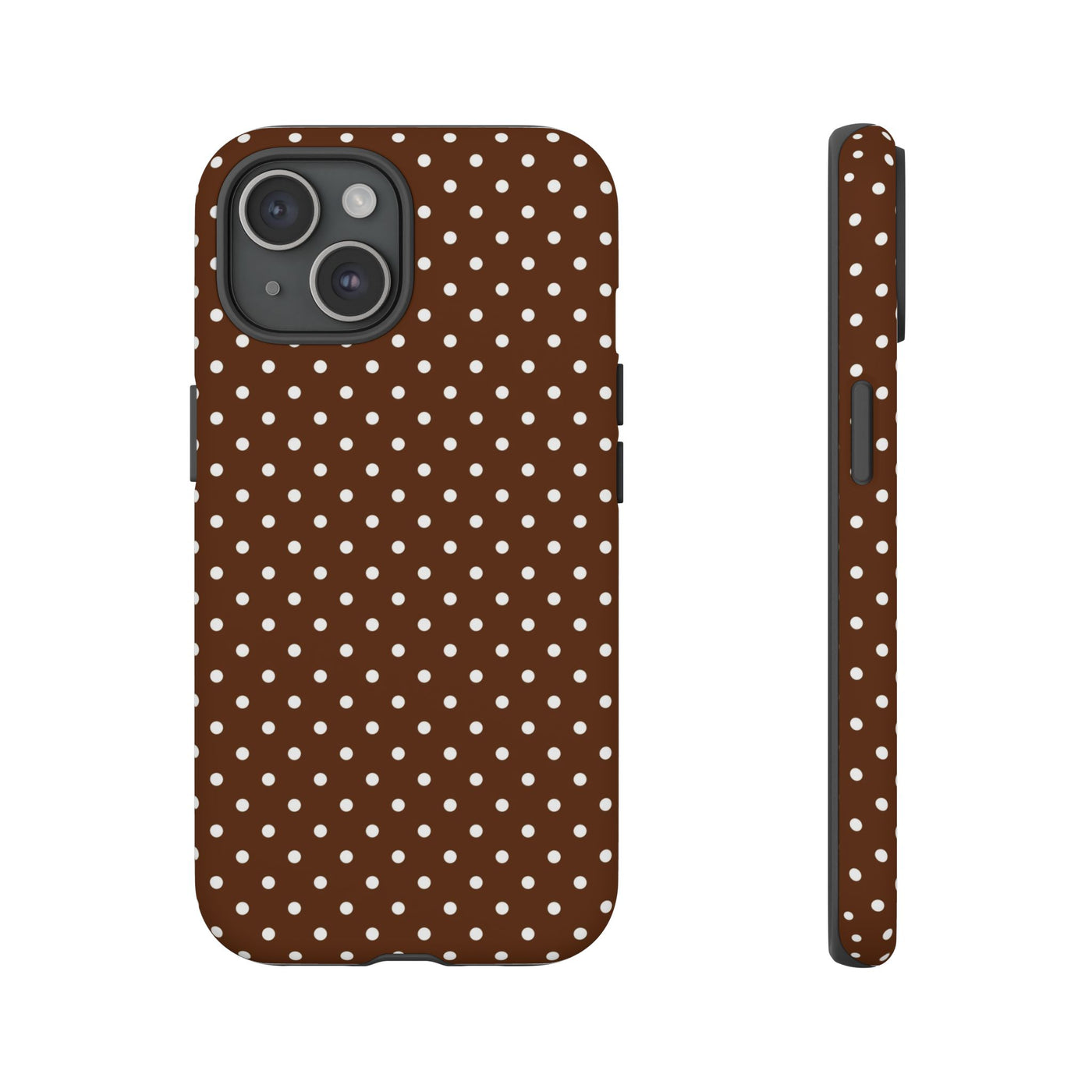 Aesthetic Tough Mocha Brown Polka Dots Premium Phone Case - For iPhone 17 Pro Max iPhone 16 Pro iPhone 15 Iphone 14 Plus 13 Pro 12 11 10 - Studio40ParkLane