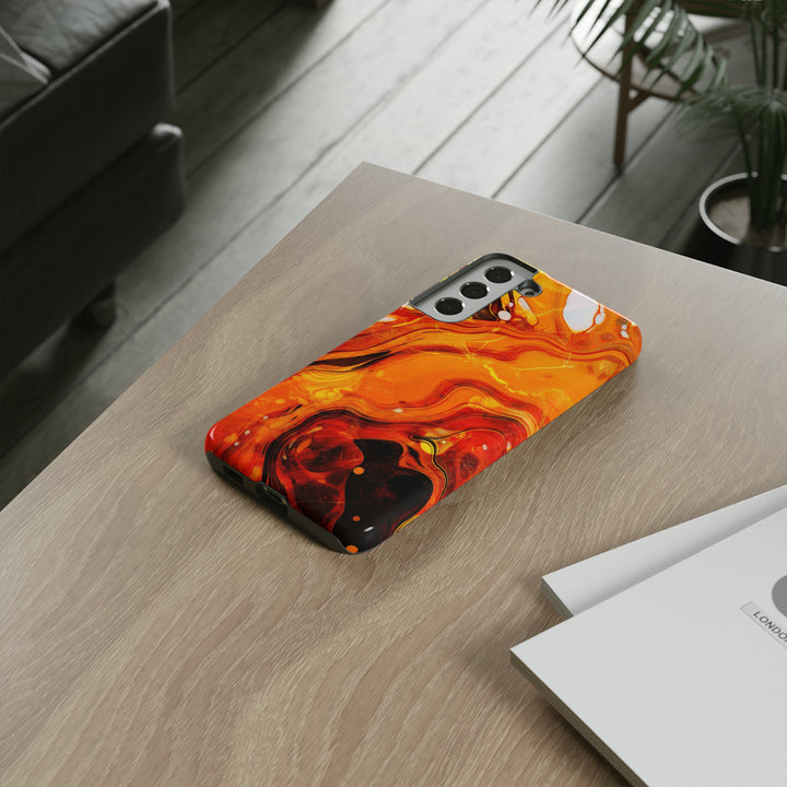 Cute Samsung Phone Cases, Designer Samsung Galaxy S23 Phone Case, Samsung S22 Case, Samsung S21 Case, Samsung S20 Case, Marble Orange Design - Studio40ParkLane