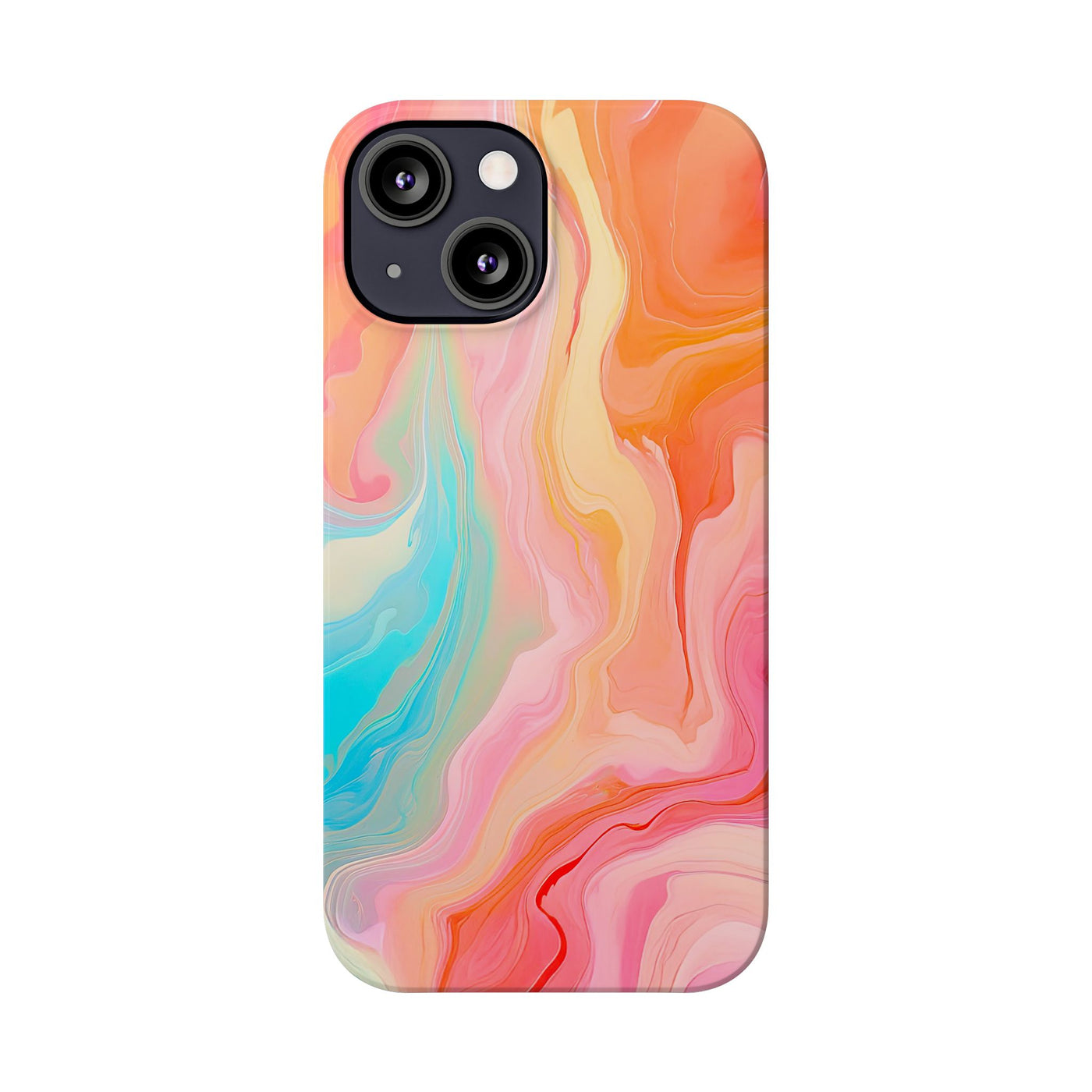 Slim Blue Pink Orange Marbled Cute Phone Cases for Iphone 16 Pro Max | iPhone 15 Case | iPhone 15 Pro Max Case, Iphone 14, Iphone 14 Pro Max, Iphone 13 12 11 8 7