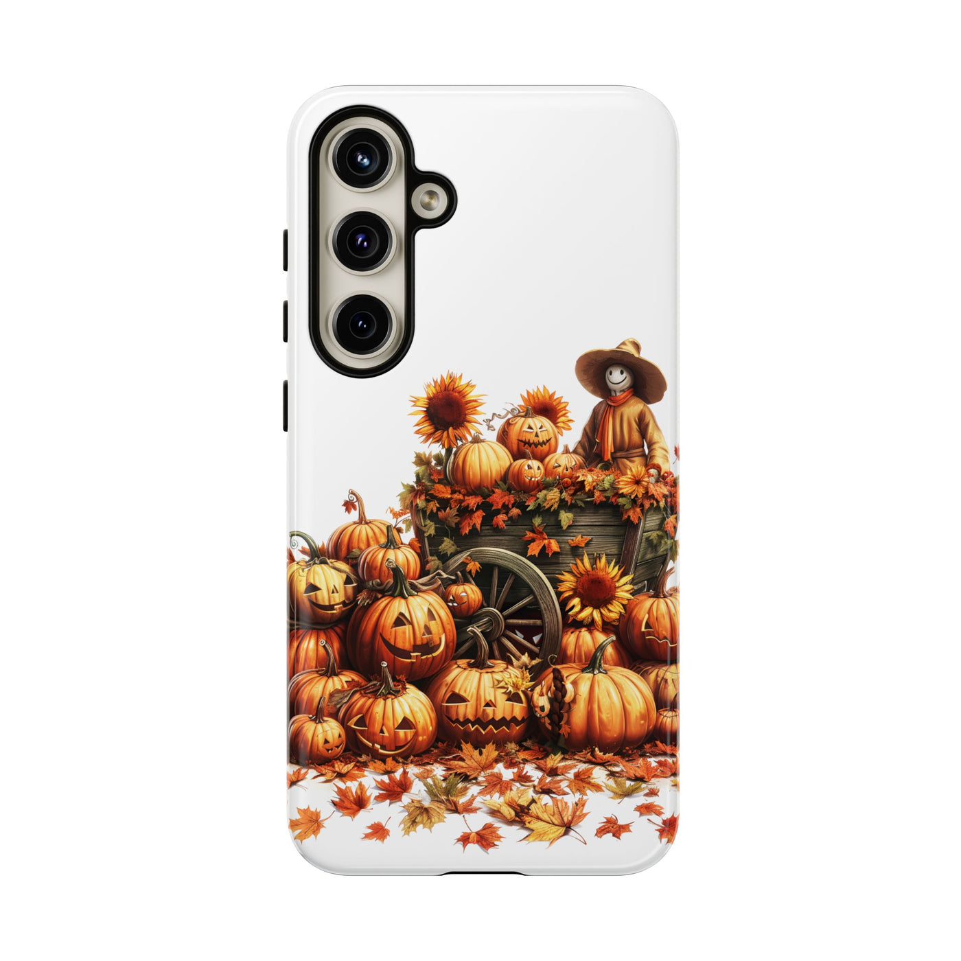 Impact Resistant, Fall Leaves Scarecrow, Cute Phone Cases for Samsung S24, S23, S22, S21, IPhone 15 pro Iphone 14 pro Iphone 13 IPhone 12 Iphone 11