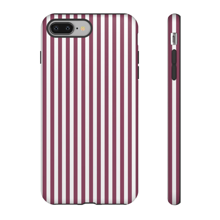 Tough Premium Old Claret Stripes Phone Case Gift for Her - For Apple iPhone 16 Pro Max 16e iPhone 15 Pro iPhone Iphone 14 Plus 13 Pro 12 SE XR - Studio40ParkLane