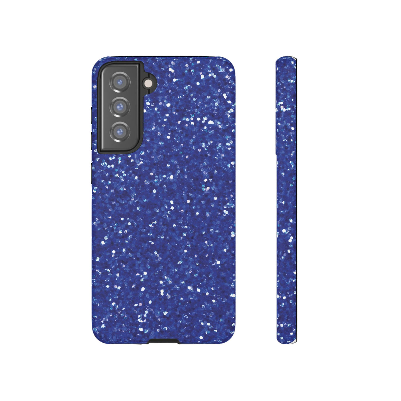 Chic Blue Faux Play on Glitter Effect Cute Phone Case, for IPhone 16 pro Max | Iphone 15, Iphone 14, IPhone 13 Case, 11 8 7, Samsung Galaxy S24, S23, S22, S21, 2 Layer Protection