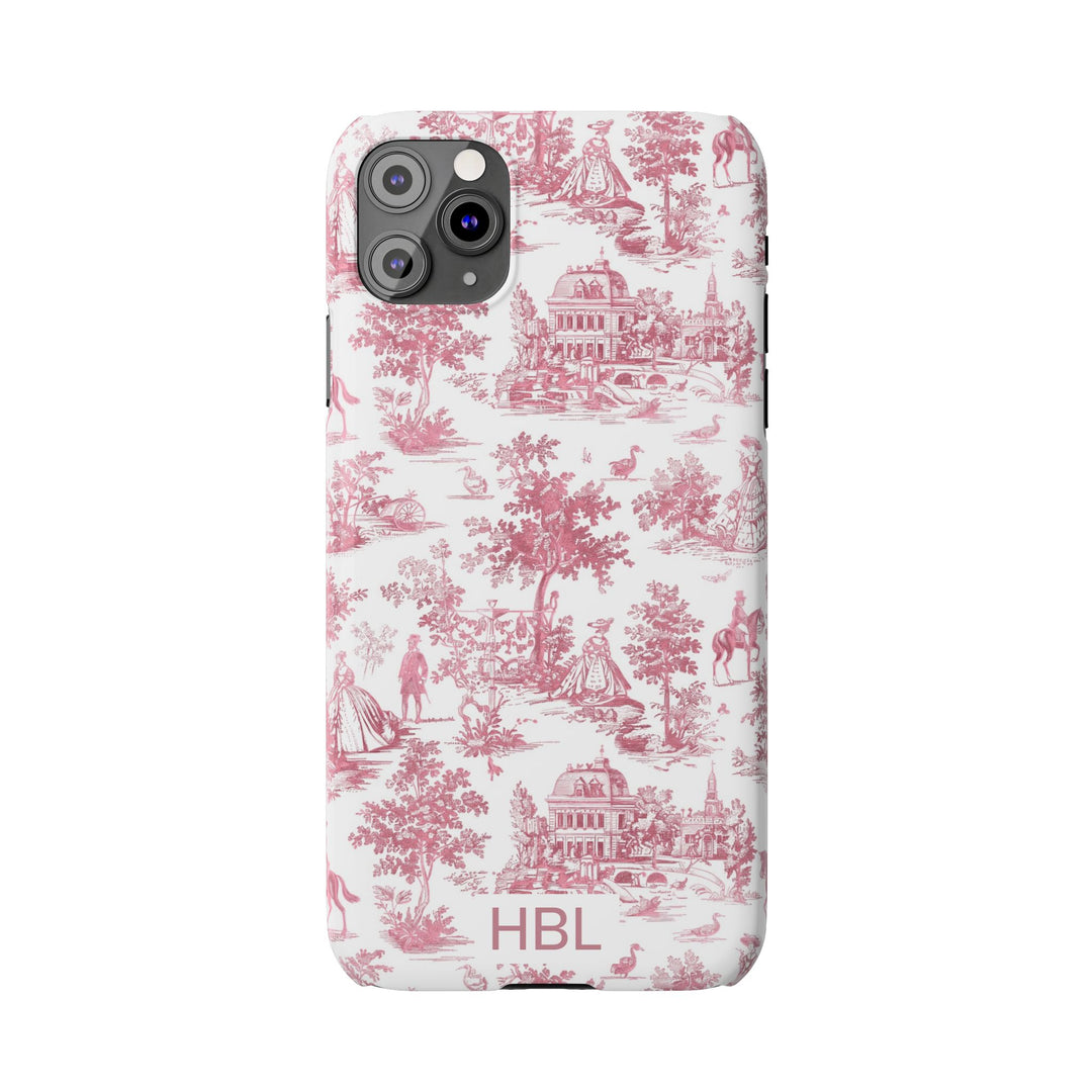 Slim Personalized Slim Pink Vintage French Toile Cute Phone Cases for Iphone 16 Pro Max | iPhone 15 Case | iPhone 15 Pro Max Case, Iphone 14, Iphone 14 Pro Max, Iphone 13 12 11 8 7 - Studio40ParkLane