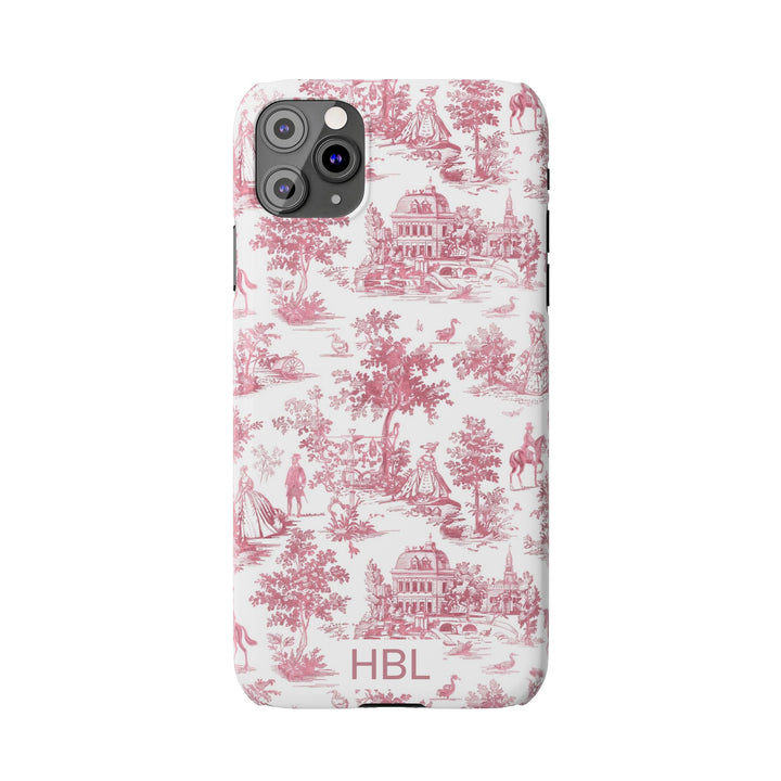 Slim Personalized Slim Pink Vintage French Toile Cute Phone Cases for Iphone 16 Pro Max | iPhone 15 Case | iPhone 15 Pro Max Case, Iphone 14, Iphone 14 Pro Max, Iphone 13 12 11 8 7 - Studio40ParkLane