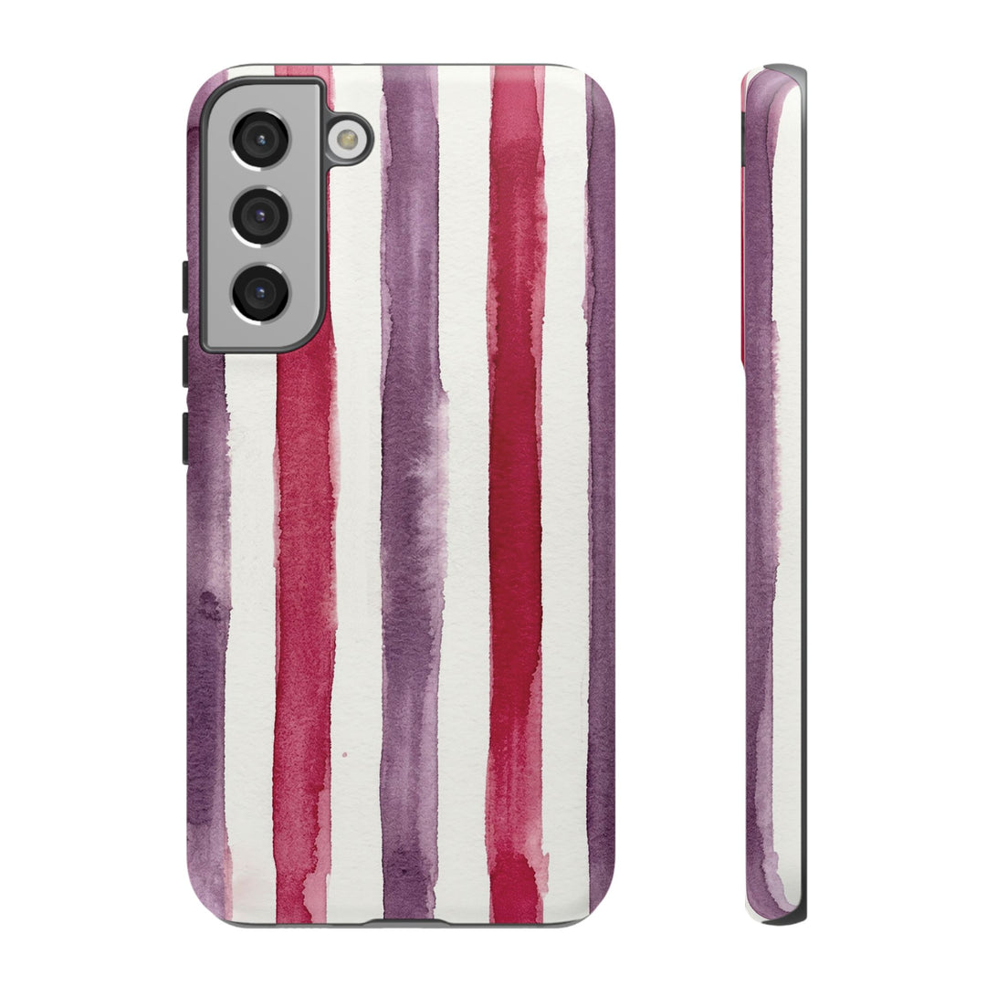 Tough Cute Wine Red Purple Stripes Phone Case, for IPhone 17 Pro Max | Iphone 17 Air, Iphone 16, IPhone 15, 14 13 12, Samsung Galaxy S26, S25, S24, S23 - Studio40ParkLane